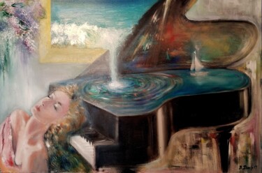 Pittura intitolato "Piano dreams." da Boris Deriy (Border), Opera d'arte originale, Olio