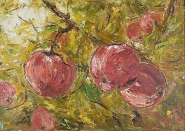 Painting titled "Red apples" by Boris Litovchenko, Original Artwork, Oil