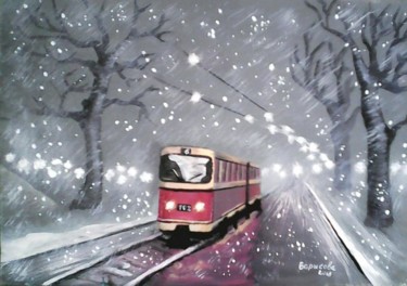 Painting titled "трамвайчик-" by Irina Borisova, Original Artwork, Oil