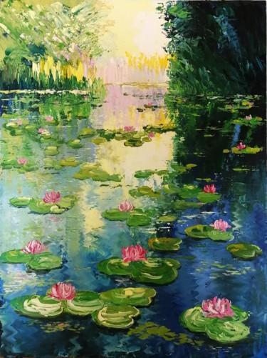 Schilderij getiteld "Озеро с кувшинками" door Elena Borisova Elena Borisova, Origineel Kunstwerk, Olie
