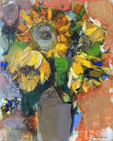 Pittura intitolato "Sonnenblumen" da Borys Buryak, Opera d'arte originale, Olio