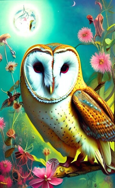 Arts numériques intitulée "Barn owl 01" par Borys Gierlinski, Œuvre d'art originale, Travail numérique 2D