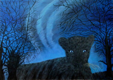 Peinture intitulée "Black Panther" par Bosa Steinert, Œuvre d'art originale, Huile