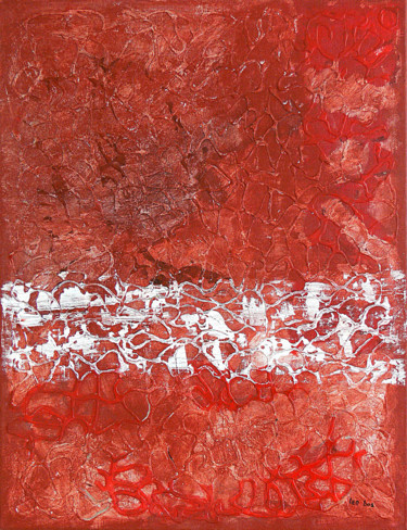 Painting titled "Red rocks" by Leo Bos, Original Artwork, Acrylic Mounted on Wood Stretcher frame