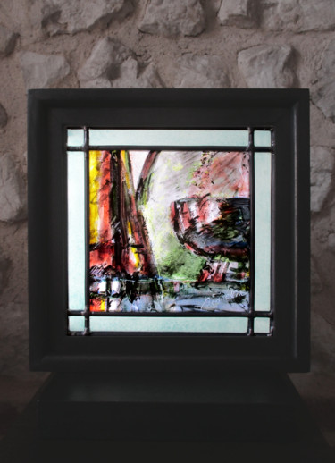 Painting titled "composition cuivre" by Bosselin, Original Artwork, Stained glass painting