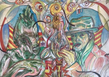 Peinture intitulée "The Naked Lunch" par Bossquito, Œuvre d'art originale, Huile