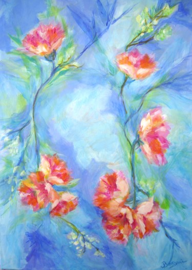 Painting titled "FLEURS DE PRINTEMPS" by Bosyni, Original Artwork, Acrylic Mounted on Wood Stretcher frame