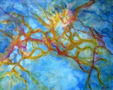 Картина под названием "CORAIL" - Bosyni, Подлинное произведение искусства, Акрил Установлен на Деревянная рама для носилок