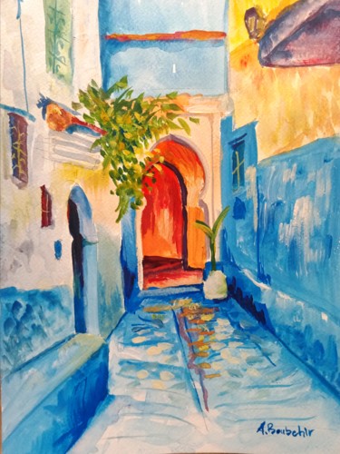 Painting titled "La sérénité que per…" by Abdelilah Boubchir, Original Artwork, Gouache