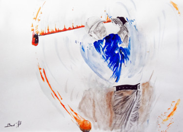 Pintura titulada "swing bleu.jpg" por Alain Boudard, Obra de arte original, Acrílico