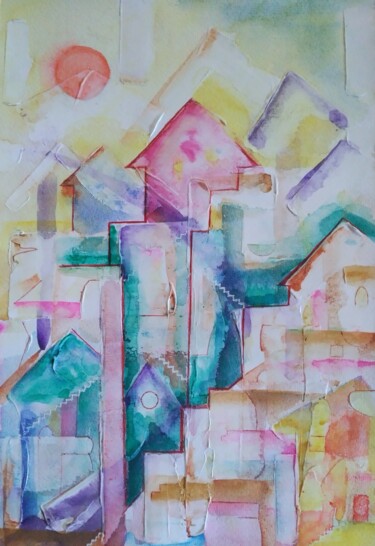 Peinture intitulée "Architecture intéri…" par Greensleeves, Œuvre d'art originale, Aquarelle