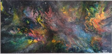 Peinture intitulée "tempétes astrale" par Jean-Claude Bourras, Œuvre d'art originale, Acrylique Monté sur Panneau de bois