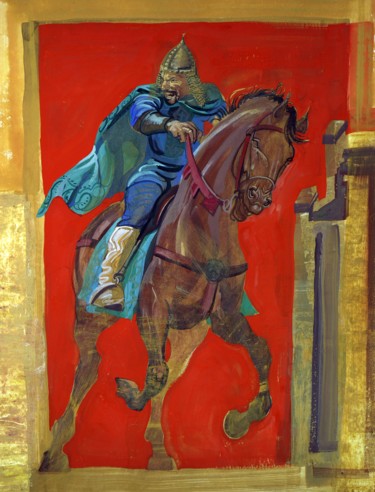 Peinture intitulée "Rider2 /  BG Book3" par Boyan Yanev, Œuvre d'art originale, Tempera