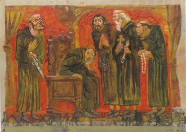 Pittura intitolato "Thinking" da Boyan Yanev, Opera d'arte originale, Acrilico