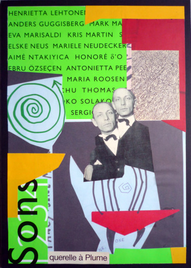 Коллажи под названием "Querelle à Plume -…" - Boyfred, Подлинное произведение искусства, Коллажи Установлен на картон