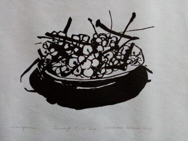 Druckgrafik mit dem Titel "WINOGRONA" von Bozena  D G, Original-Kunstwerk, Linoldrucke