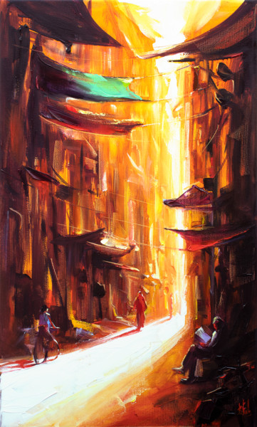 Картина под названием "Sunny Day" - Bozhena Fuchs, Подлинное произведение искусства, Масло Установлен на Деревянная рама для…