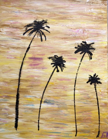 Painting titled "Palms" by Bozshena Kostromska, Original Artwork, Oil