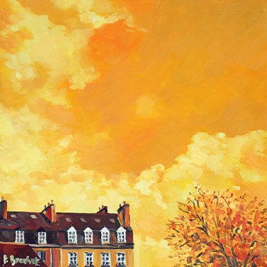 Peinture intitulée "ciel jaune" par Pascal Brachet, Œuvre d'art originale, Huile