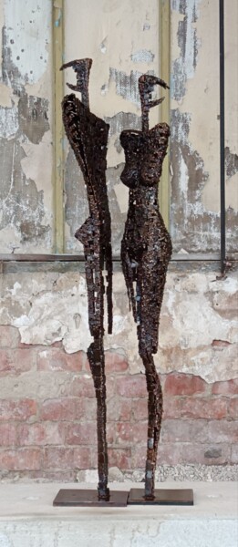 Sculpture titled "Proximity Love Coup…" by Brano Brody, Original Artwork, Metals