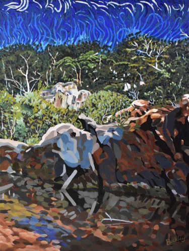 Peinture intitulée "The Bush Behind the…" par Brett Buckley, Œuvre d'art originale, Acrylique Monté sur Châssis en bois