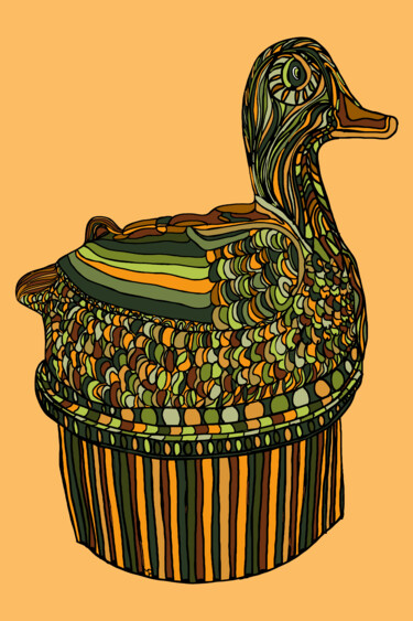 Digitale Kunst getiteld "duck terrine with p…" door Mildrède Brevet, Origineel Kunstwerk, Digitaal Schilderwerk