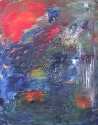 Painting titled "Etang, Acrylique" by Briga, Original Artwork, Acrylic