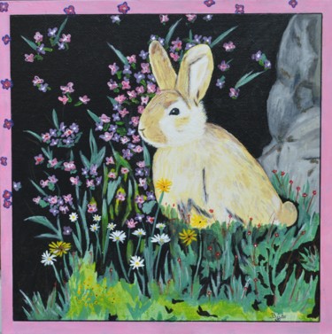 Peinture intitulée "Petit lapin" par Brigitte Didier (Biche), Œuvre d'art originale, Acrylique