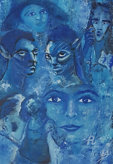Painting titled "Bleu Avatar" by Brigi'Art, Original Artwork, Acrylic