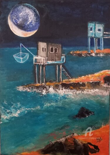 Peinture intitulée "Mer, Pêcherie saint…" par Brigi'Art, Œuvre d'art originale, Acrylique