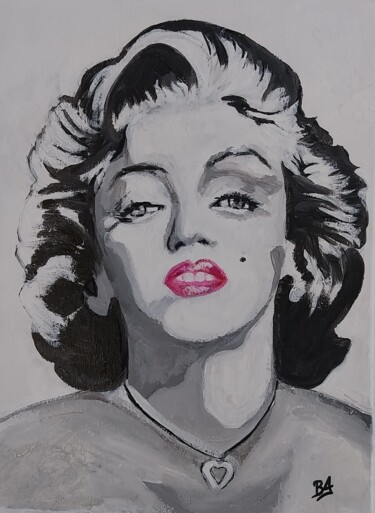 Painting titled "Marylin Monroe,  Po…" by Brigi'Art, Original Artwork, Acrylic Mounted on Wood Stretcher frame