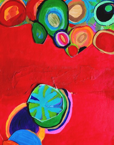 Colagens intitulada "rouge" por Brigite Oury, Obras de arte originais, Acrílico