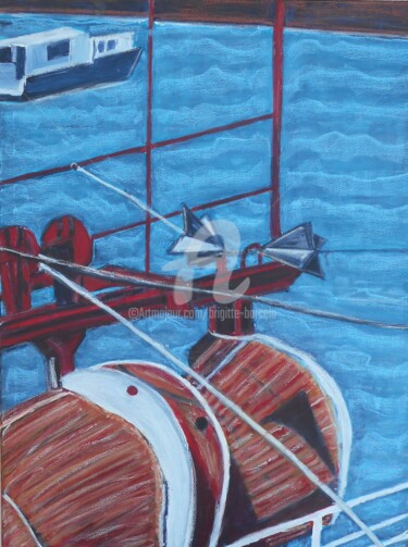 Peinture intitulée "Bateau de pêche" par Brigitte Barcelo, Œuvre d'art originale, Acrylique