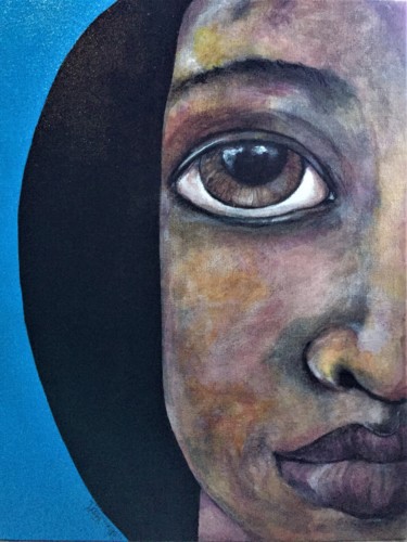 Painting titled "black-and-blue" by Brigitte Benitah, Original Artwork, Acrylic