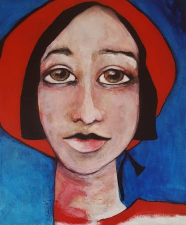Schilderij getiteld "la femme au chapeau…" door Brigitte Benitah, Origineel Kunstwerk, Acryl