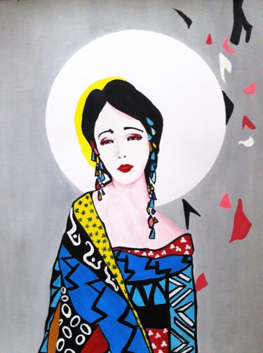 Pintura titulada "geisha" por Brigitte Benitah, Obra de arte original, Acrílico