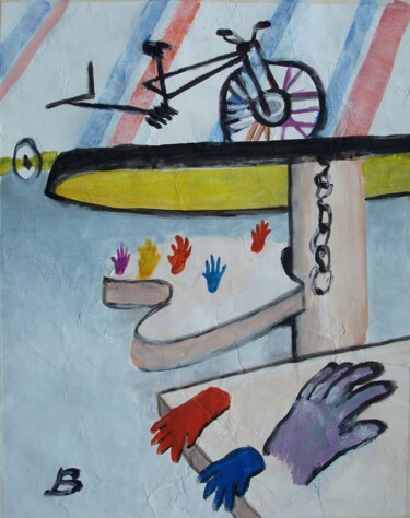 Malarstwo zatytułowany „halbes Fahrrad” autorstwa Brigitte Böhme, Oryginalna praca, Akryl