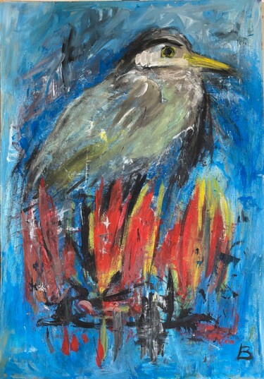 Pintura titulada "Der Vogel Phoenix v…" por Brigitte Böhme, Obra de arte original, Acrílico