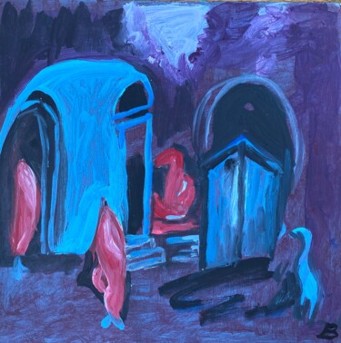 Peinture intitulée "Unterkunft für Pfer…" par Brigitte Böhme, Œuvre d'art originale, Acrylique