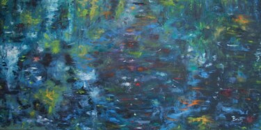 Peinture intitulée "Reflets d'eau" par Brigitte Botsen (Britt), Œuvre d'art originale, Huile Monté sur Châssis en bois