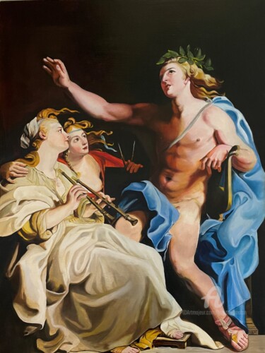 Schilderij getiteld "Etude d'Apollon et…" door Brigitte Bouron, Origineel Kunstwerk, Olie