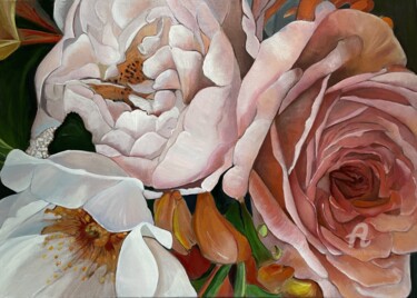 「Floral1」というタイトルの絵画 Brigitte Bouronによって, オリジナルのアートワーク, オイル