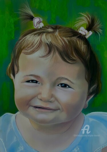 Desenho intitulada "Margot" por Brigitte Bouron, Obras de arte originais, Pastel