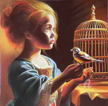 绘画 标题为“L'oiseau et l'enfant” 由Brigitte Bouron, 原创艺术品, 粉彩
