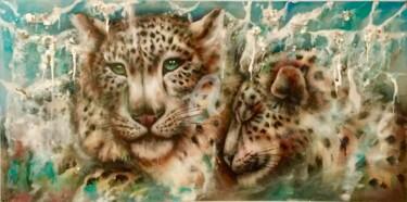 绘画 标题为“Leopard des neiges” 由Brigitte Bresson, 原创艺术品, 树脂