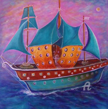 Schilderij getiteld "Une croisière de rê…" door Brigitte Conan (Steva), Origineel Kunstwerk, Acryl