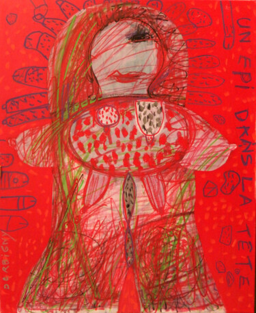 Картина под названием "Un épi dans la tête…" - Brigitte Derbigny, Подлинное произведение искусства, Акрил
