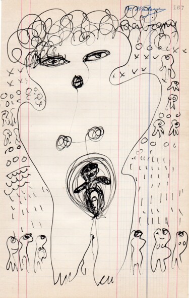 Disegno intitolato "Vénus family n°2" da Brigitte Derbigny, Opera d'arte originale, Pennarello
