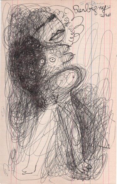 Tekening getiteld "Vénus ébouriffée 2" door Brigitte Derbigny, Origineel Kunstwerk, Balpen