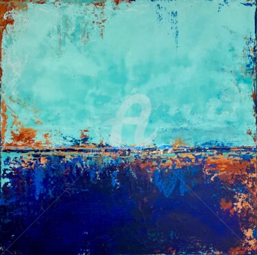 Картина под названием "Blue energy" - Brigitte Dravet, Подлинное произведение искусства, Акрил Установлен на Деревянная рама…